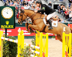 Rolf Göran Bengtsson hat mit der 17-järigen Ninja La Silla die Qualifikation für das Welcup Springen gewonnen. Foto: Frieler