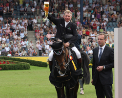Nick Skelton, der Sieger im Großen Preis von Europa.