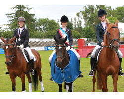 Medaillengewinner der Pony-Dressurreiter: v.l. Lena Rieckhof, Paula Zühlke, Flora Reemtsma. Foto: Wego v