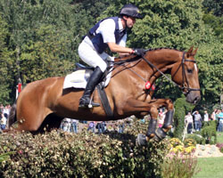 Mit Don Olymp (D’Olympic-Meerwirbel xx) war unter Championatsreiter Andreas Dibowski ein fünfjähriges Mecklenburger Vielseitigkeitspferd im Finale dabei, der den 6. Platz belegte (Z.: Marion & Andrea Wegner, Lübtheen). Foto: Lohrmann