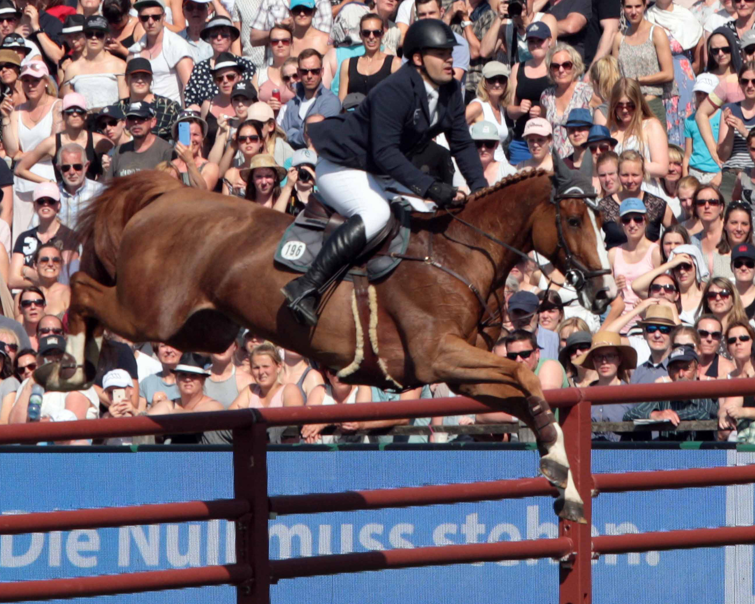 Den 2. Platz nimmt Benjamin Wulschner 86.510 RLP ein, der in der FN-Rangliste hinter Andrße Thieme auf dem 18. Platz liegt (hier beim Hamburger Derby mit Bangkok Girl PP). Foto: KaLo