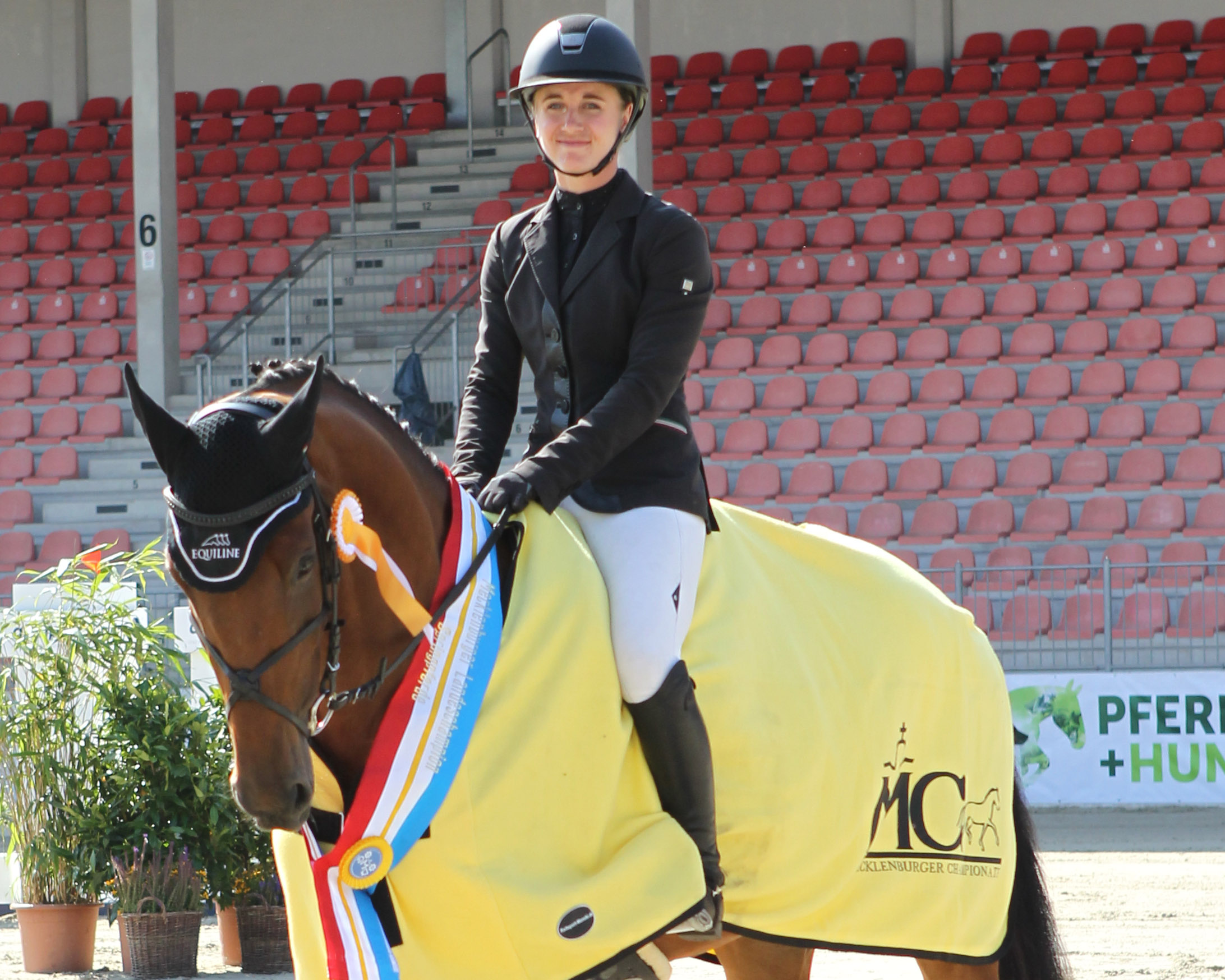 2019 wurde der Mecklenburger Cashew B (v. Kétanou) unter Romy Bischoff mit Wertnote 8,6 Landeschampion der 4-jährigen Springpferde. Unter Eoin Ryan bestätigte er die Note und Siegte mit 8,6 in Negernbötrel. Foto: Jutta Wego