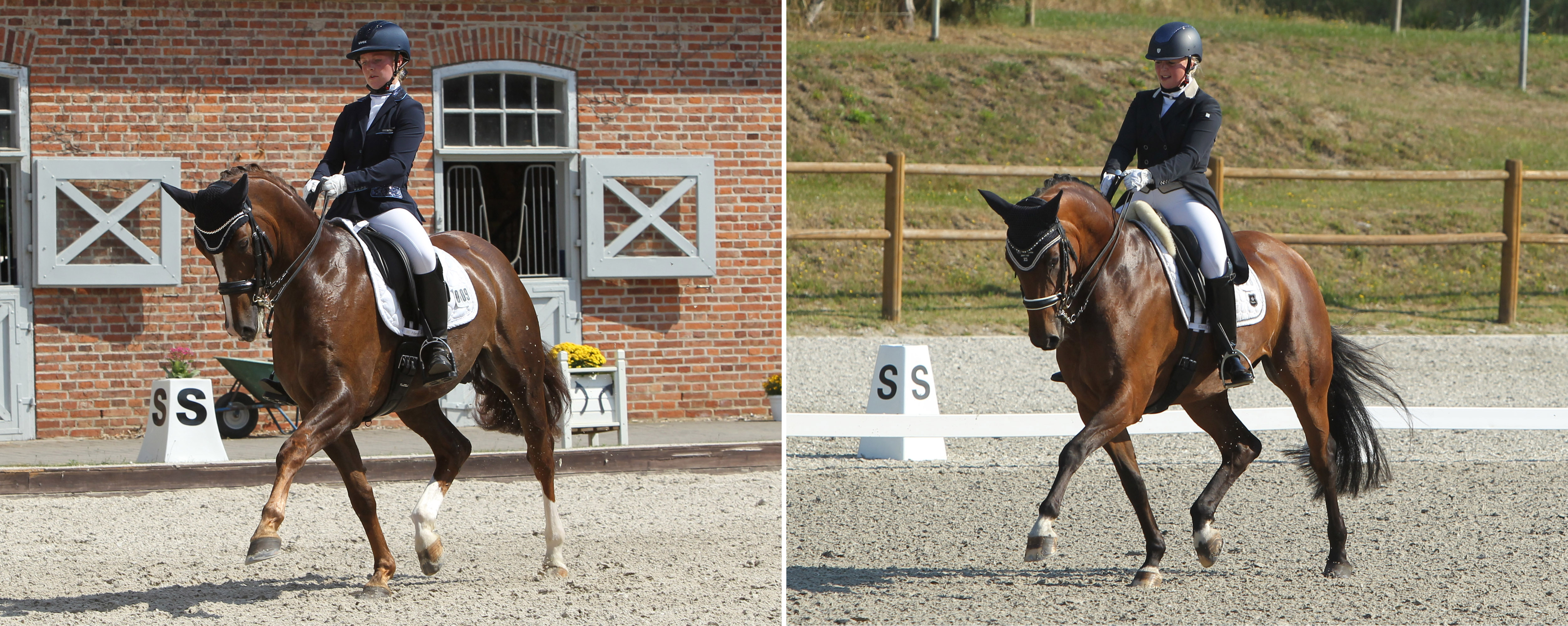 Links: Goldmedaille Paulin Lutze (RV Weitenhagen) mit Belcanto. Rechts: Silbermedaille Anna Rindler (Greifswalder Akademischer RV) mit United Love. Fotos: Jutta Wego
