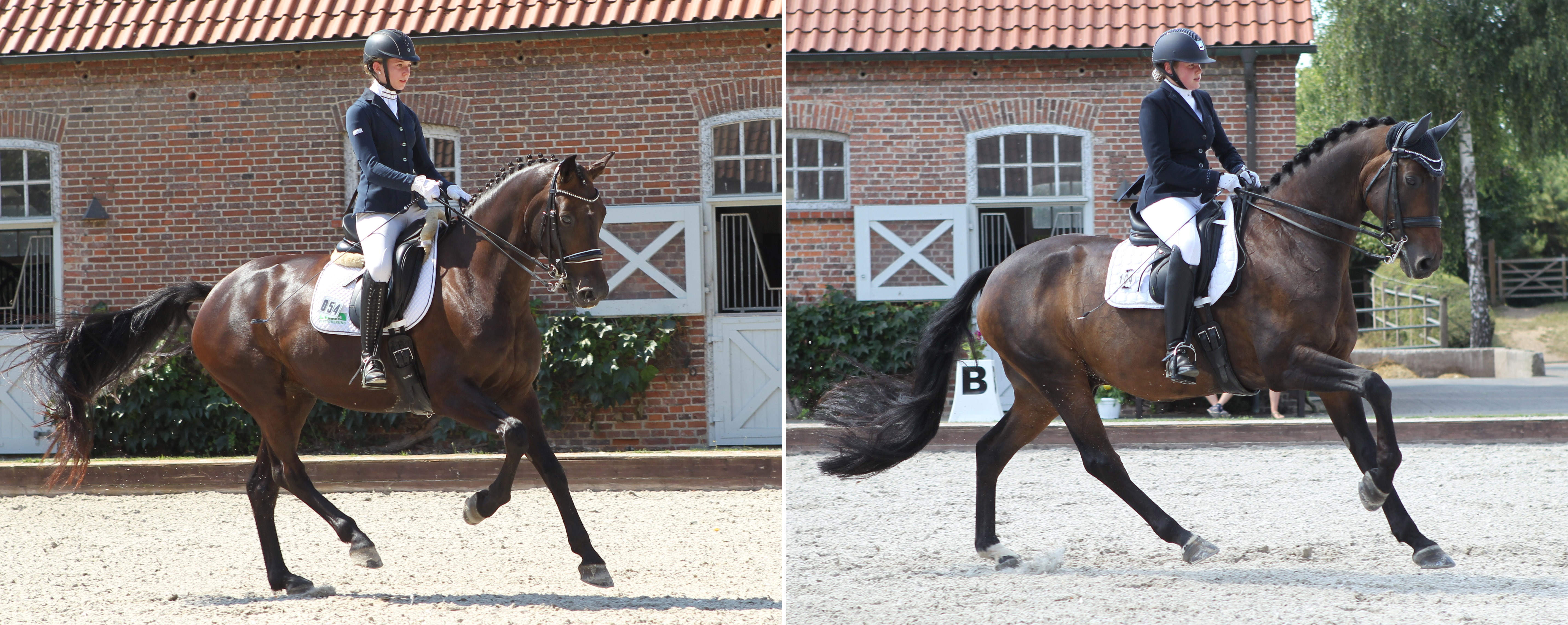 Links: Silbermedaillengewinnerin Carolina Romanowski (RFV Stülow) mit Donnerfee. Rechts Bronzemedaillengewinnerin Juliane Scheibler (RV Rostocker Heide) mit Rosecco. Fotos: Jutta Wego