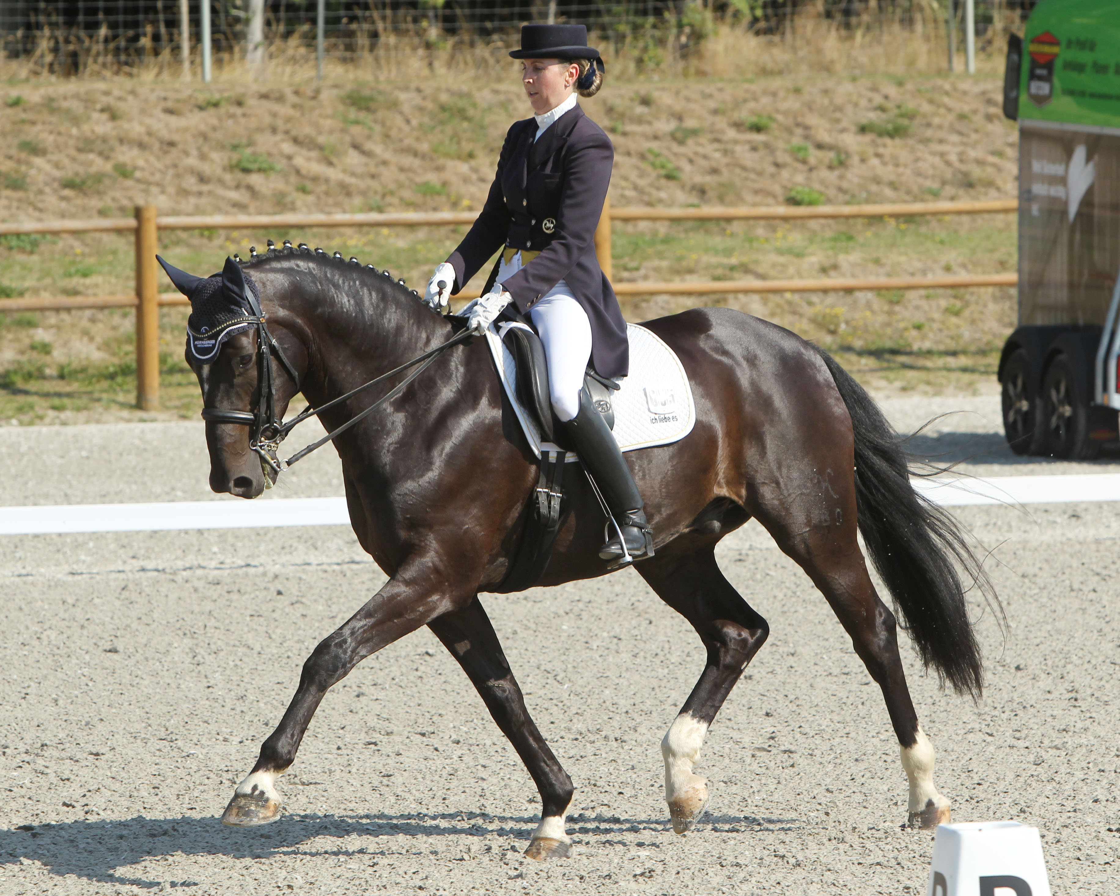 Den Prix-Sankt-Georg, höchste Prüfung am Dressurtag in Redefin, hat die 40-jährige Christina Thieme (Redefin) mit Dozent gewonnen. Foto: Jutta Wego