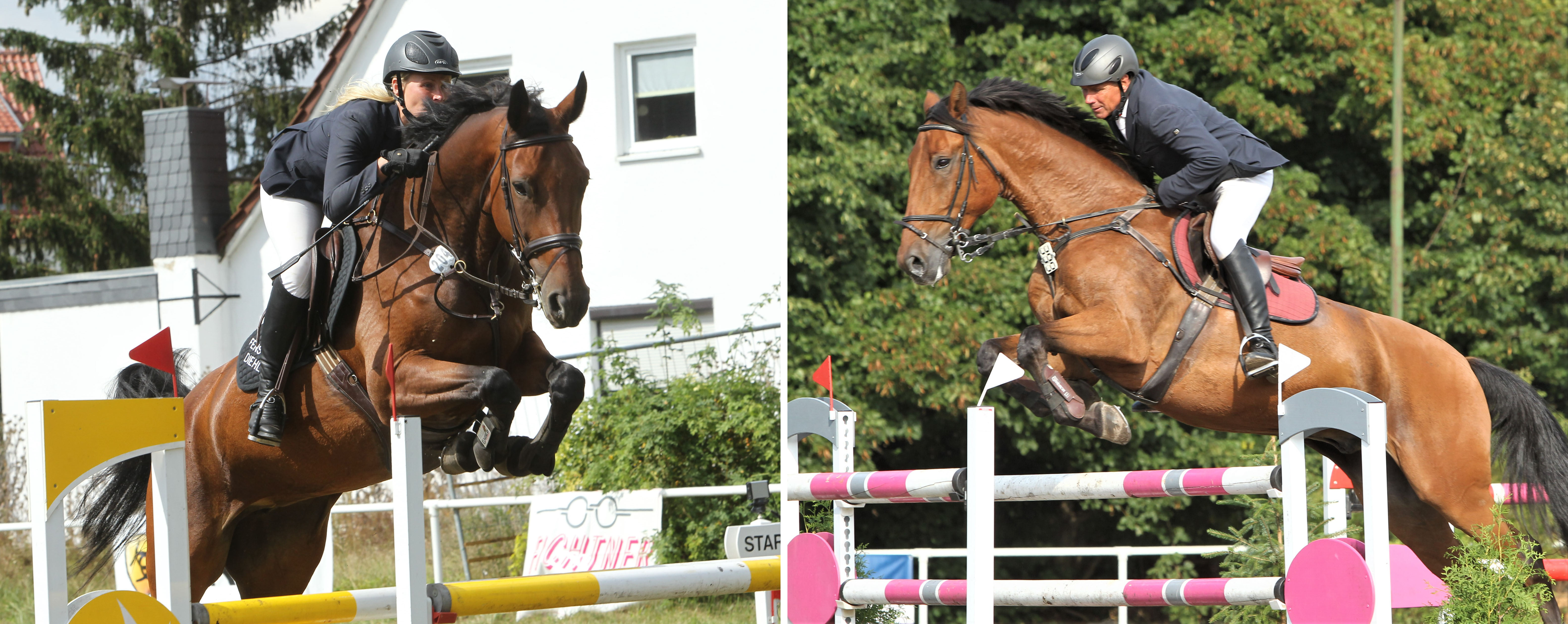 Monique Schröder mit Cormina (links) reitet für den RC Passin (Rang 3), Roland Mähling mit Qinn, er reitet für den RFV Lübtheen-Garlitz (Rang 5). Fotos: Jutta Wego