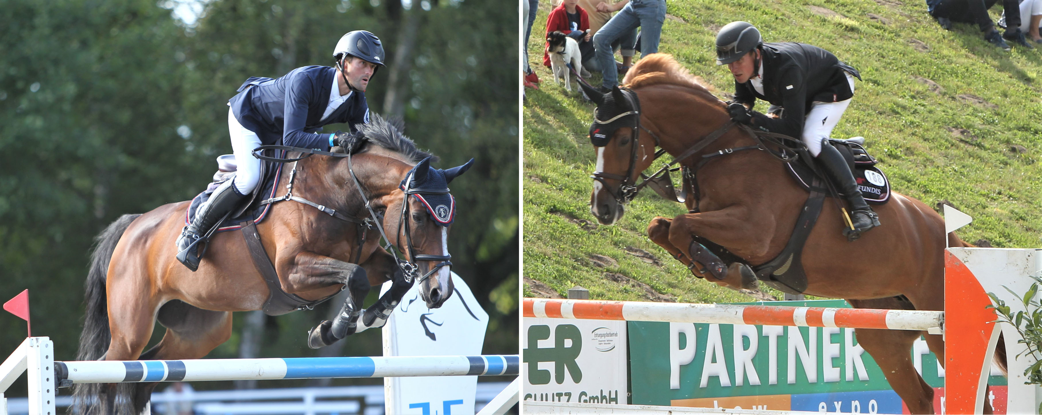 Philipp Makowei auf Erfolgspferd Balouna Windana, er reitet für Gadebusch (Rang4). Christoph Lanske hat Cinderella unter dem Sattel und reitet für den RSV Dersekow (Rang7). Fotos: Jutta Wego