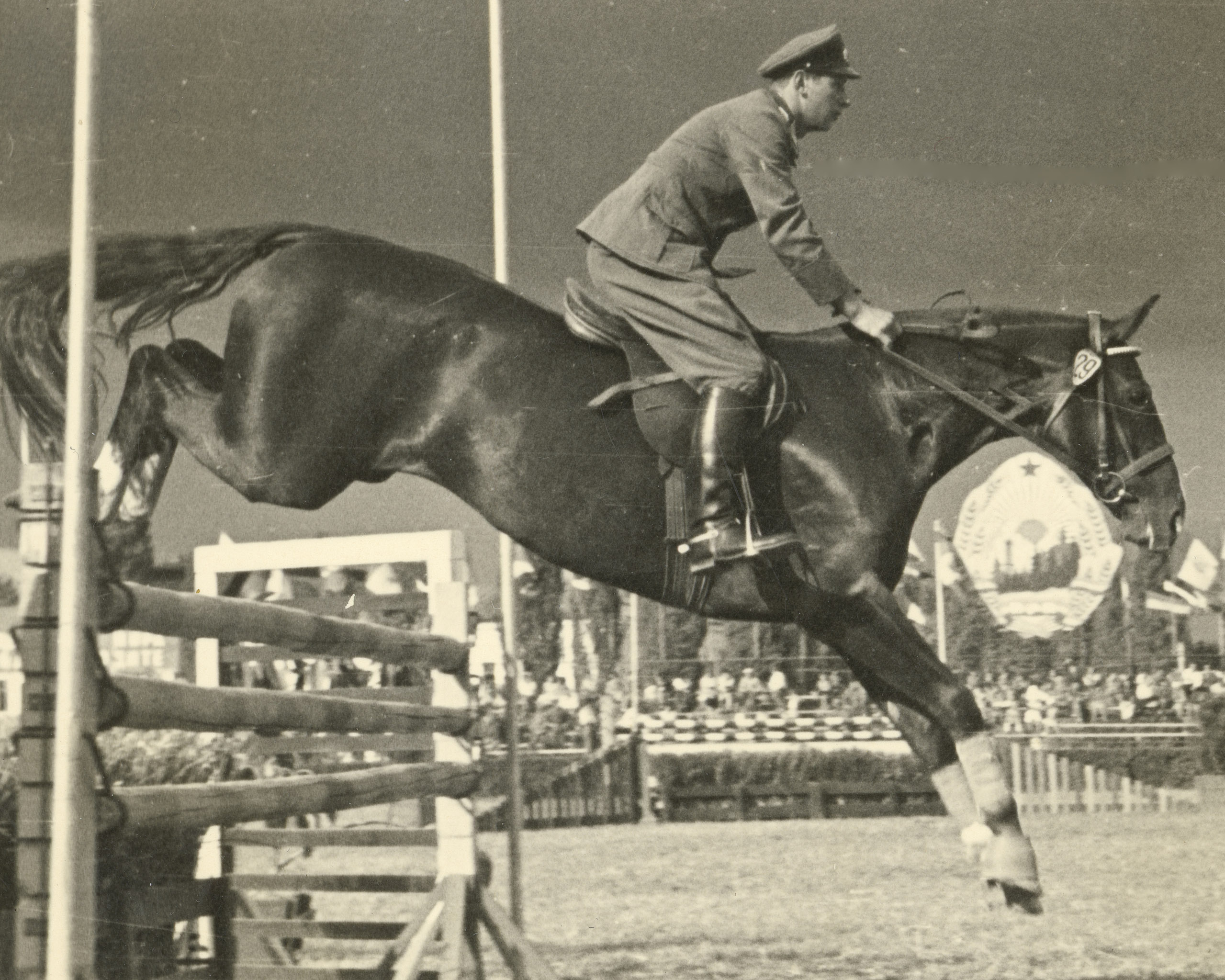 Sogar in allen drei olympischen Reitsportdisziplinen wurde Helmut Hartmann (SC Halle) mit DDR-Meisteretiteln dekoriert - hier auf Morido. © Mihatsch