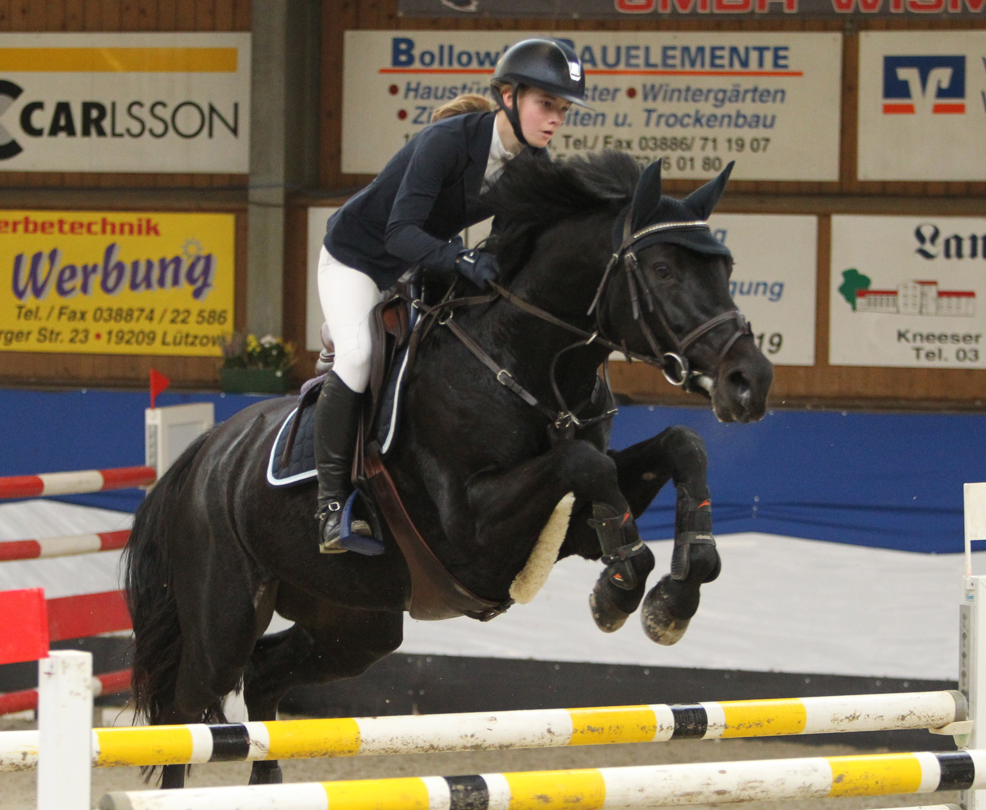 Sehenswerte Runden lieferte erneut die einheimische Paula Nagel. Mit Carmen wurde sie jeweils Zweite im Finalspringen zum NWM Springcup und im Zwei-Sterne M-Springen. © Jutta Wego