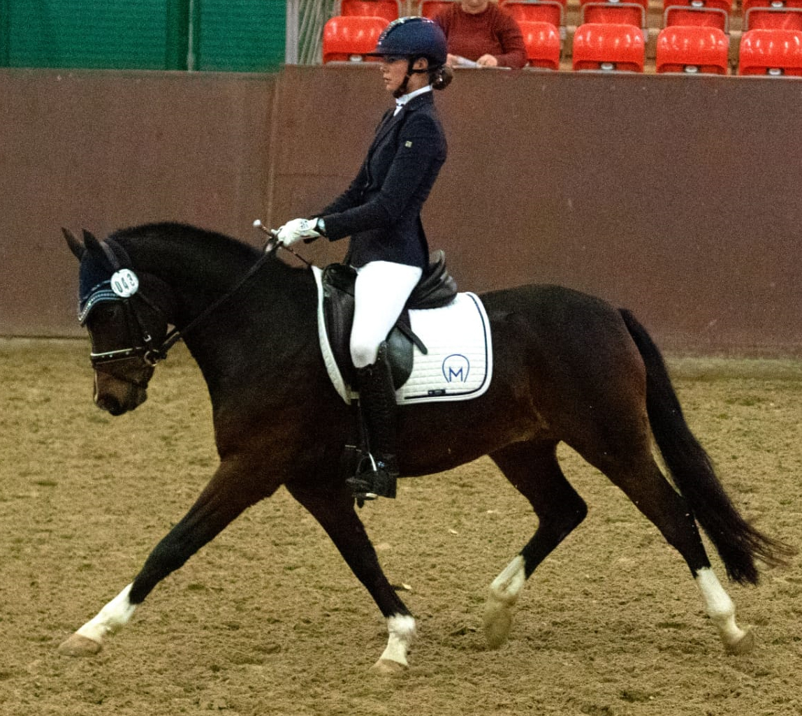 Nachwuchsreiterin Stella Baranowski gewann mit Pony Goldkind die Einlaufprüfung Klasse L in der Jugendfördertour. © KaLo