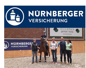 Stella Baranowski auf dem Pony Goldkind umrahmt von Landestrainerin Elke Spierling, Heike Kemmer, Manja und Norman Femfert beim NÜRNBERGER Burgpokal Lehrgang 2020.