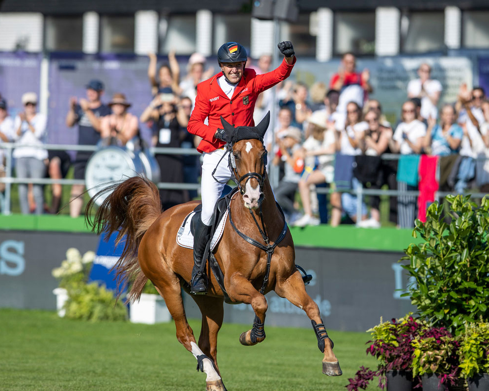 André Thieme mit DSP Chakaria in Riesenbeck in dem Moment, als der Europameistertitel für ihn fest stand. © Lafrentz