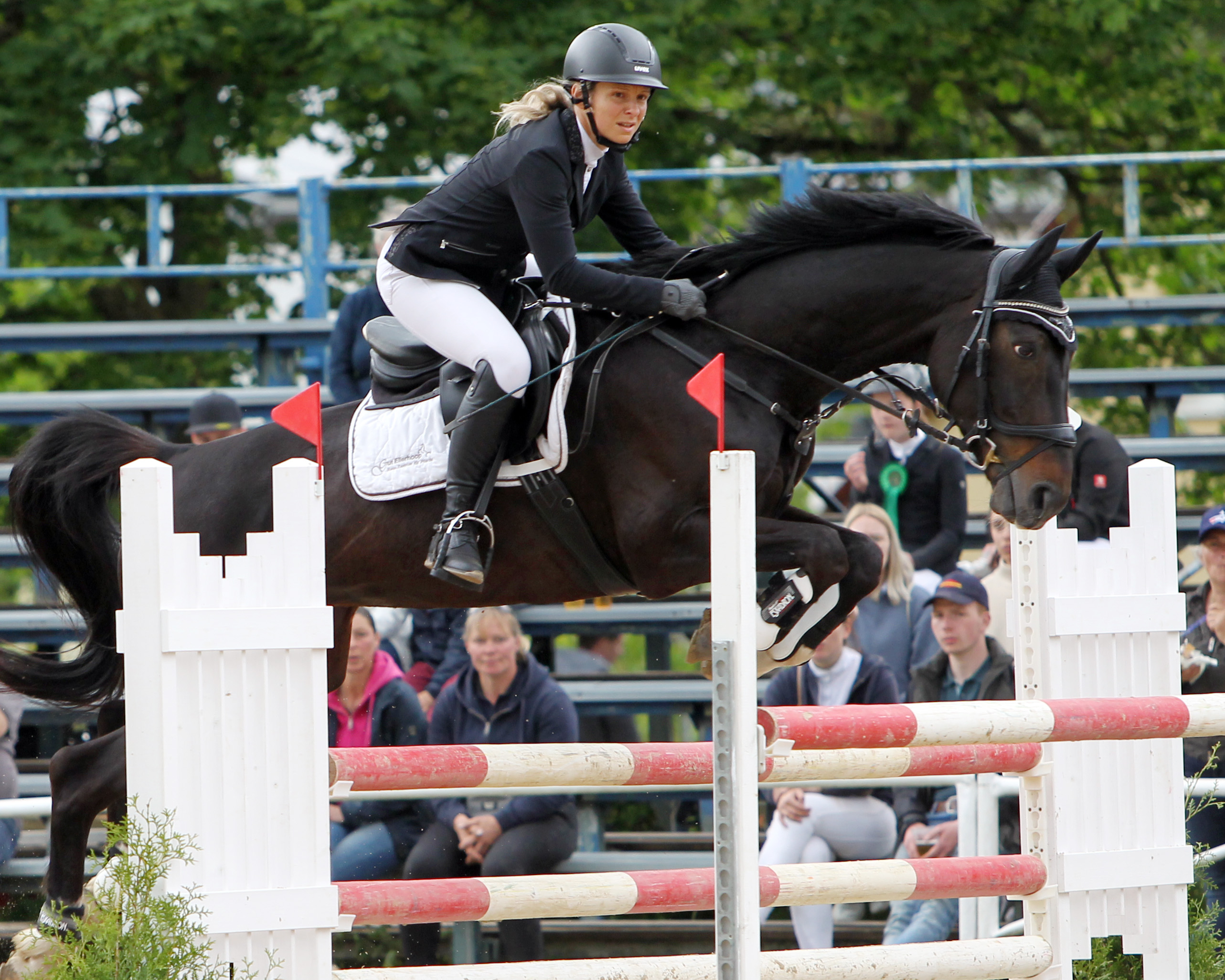 Im M-Zeitspringen am Samstag war Anne Wejda aus Saatel mit Calestra die Schnellste und gewann das Springen. © Jutta Wego