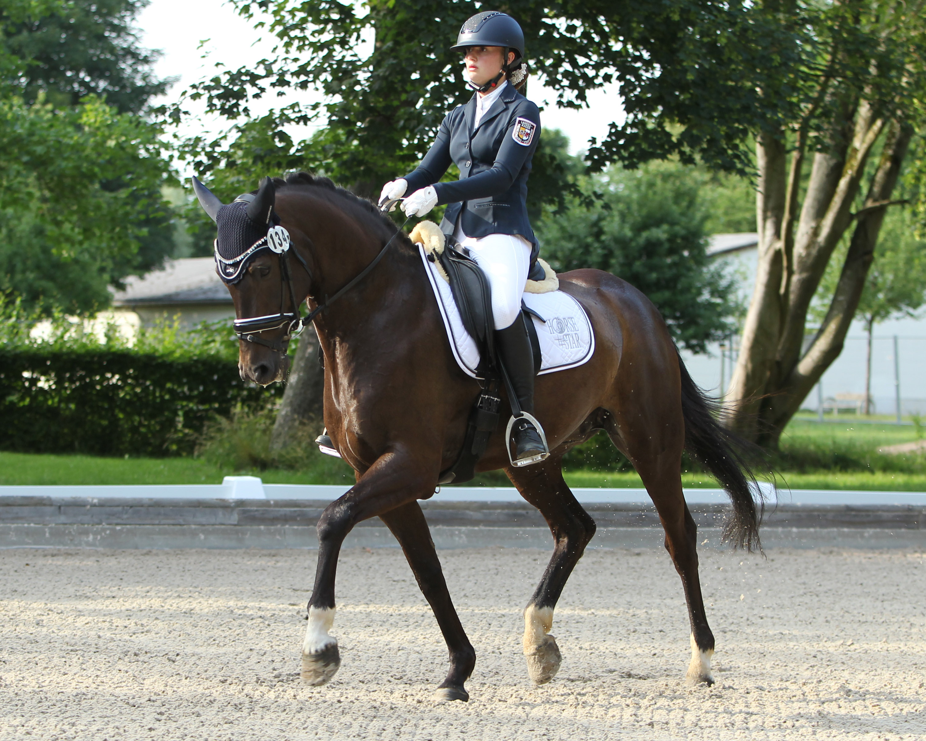 Mit ihrem Vielseitigkeitspferd Basket gewann Freya Schaepe die L-Dressur L5. © Archiv Wego