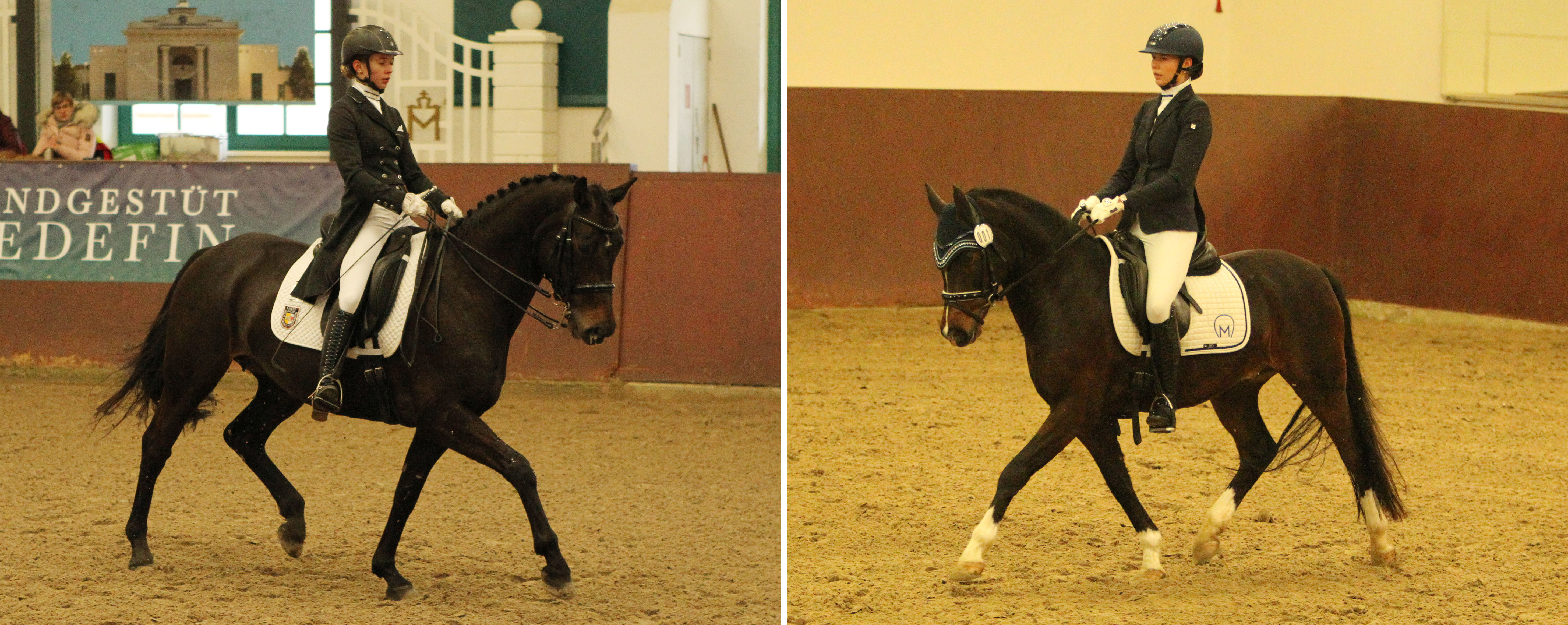 Zweifache Siegerin wurde auch die 18-jährige Stella Baranowski (r.), die mit dem Pony Goldkind beide L-Dressuren gewann. Es gab eine Kür auf M-Niveau, die die 18-jährige Carolina Romanowski mit Donnerfee für sich entschied. © Jutta Wego