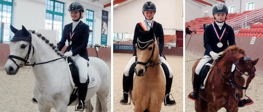 Medaillengewinner Ponyreiter v.l. Kleinfeld, Linja (Poel) Silber, Schulz, Leoni (Poel) Gold, Linde, Pauline (Tentzerow) Bronze. © privat