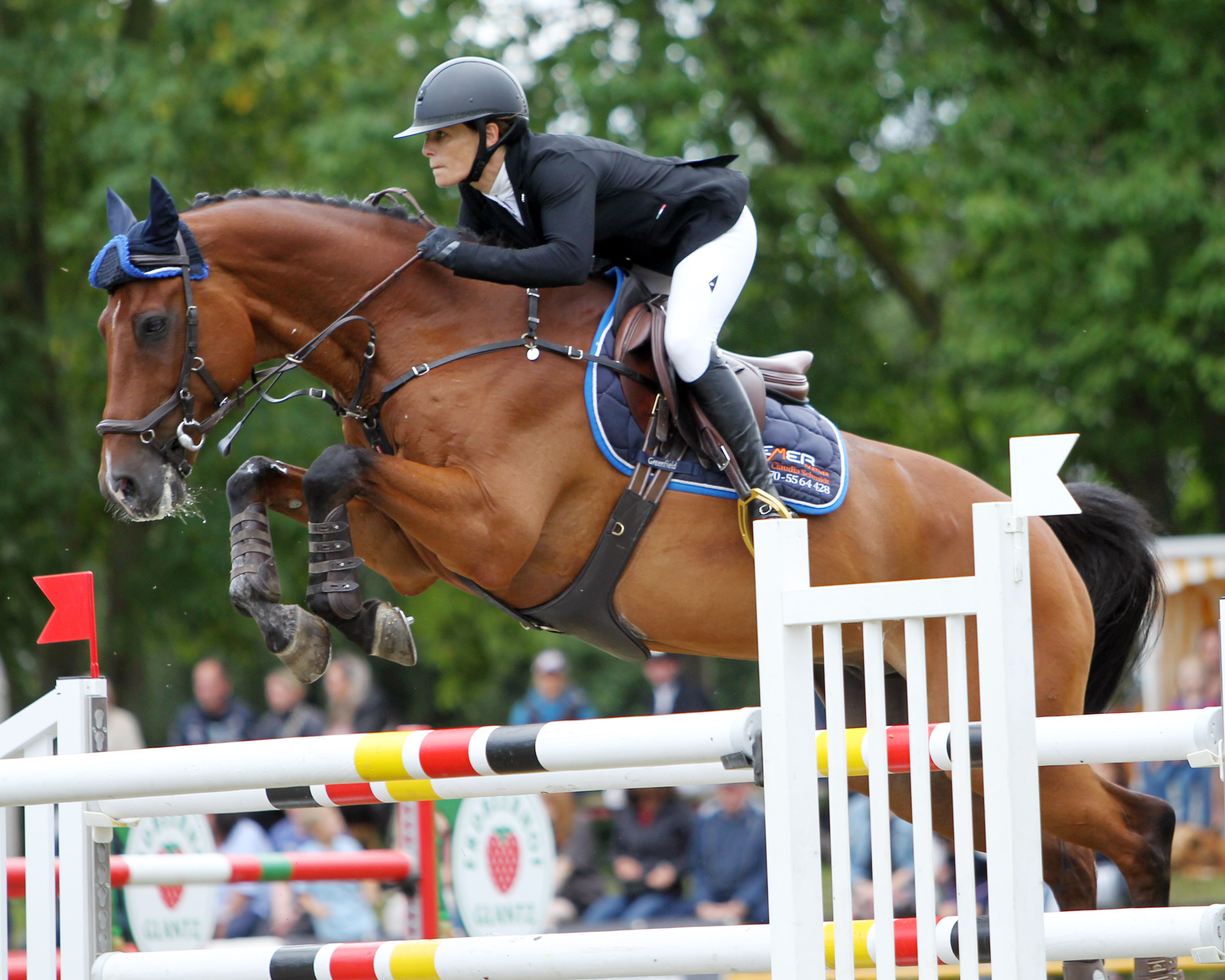 Das beste Ergebnis in der Deutsche Amateur-Meisterschaften Springen lieferte Kathrin Wiedmer (Hof Redentin) die mit Crawallo BS ins Finale einzog und insgesamt unter 55 Startern 29. wurde. © Jutta Wego