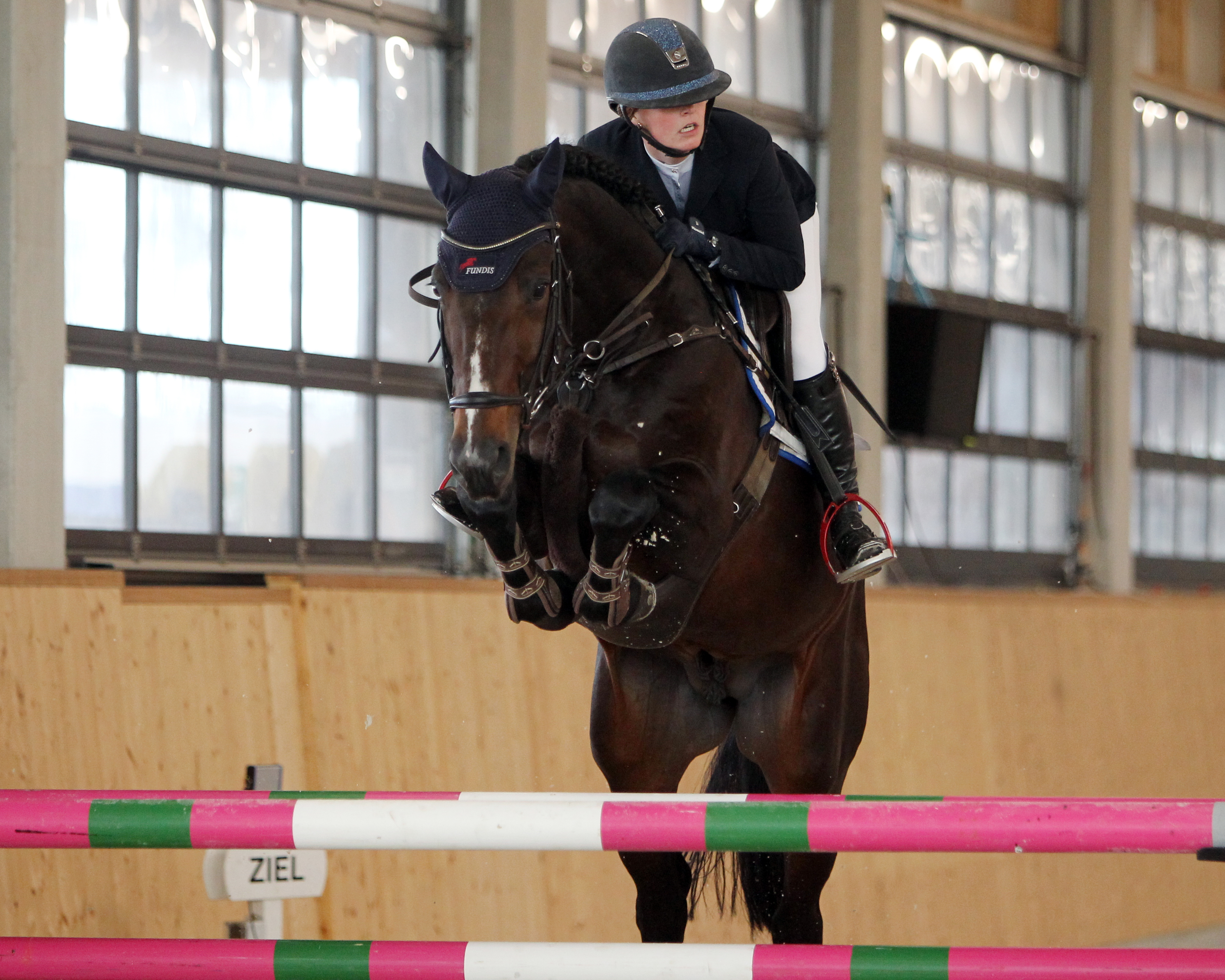 Zu den Siegern in den Abteilungen des Ein-Sterne M-Springens gehört Lilli Plath (Poel) mit dem 6-jährigen Hengst Dacapo Z (v. Dominator Z). © Jutta Wego