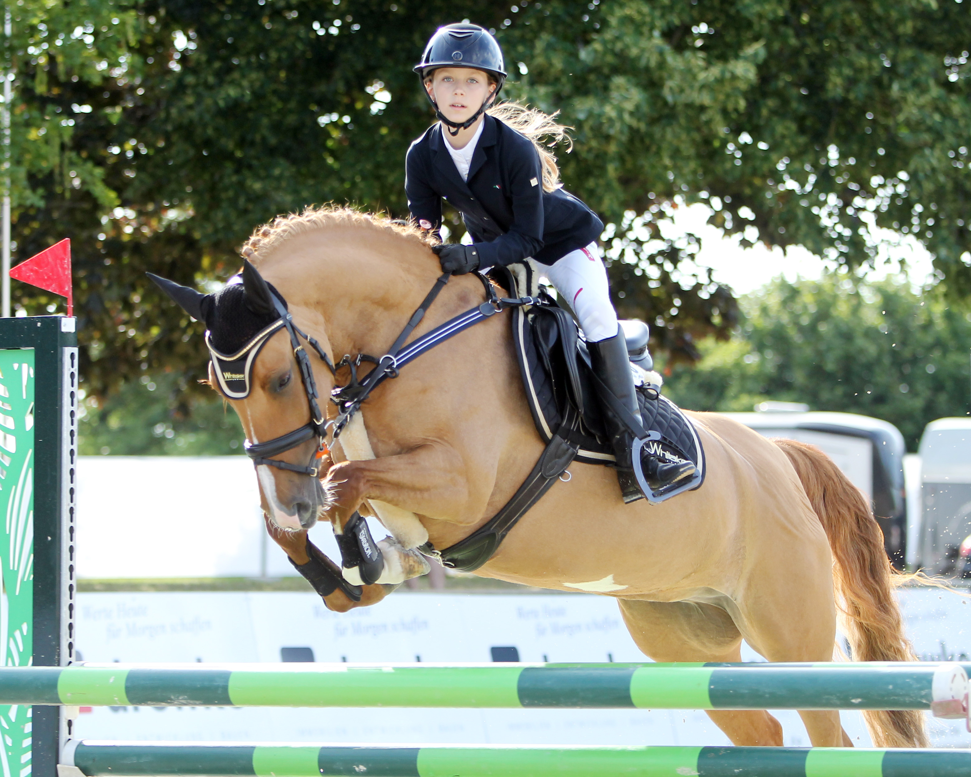 Mit 12 Jahren gehörte Helena Mörke aus Dersekow zu den jüngsten Teilnehmern und gewann mit einem Sieg in der 2. Wertung auf dem 8-jährigen PAV Vanity Fair das Ponychampionat. © Archiv Wego