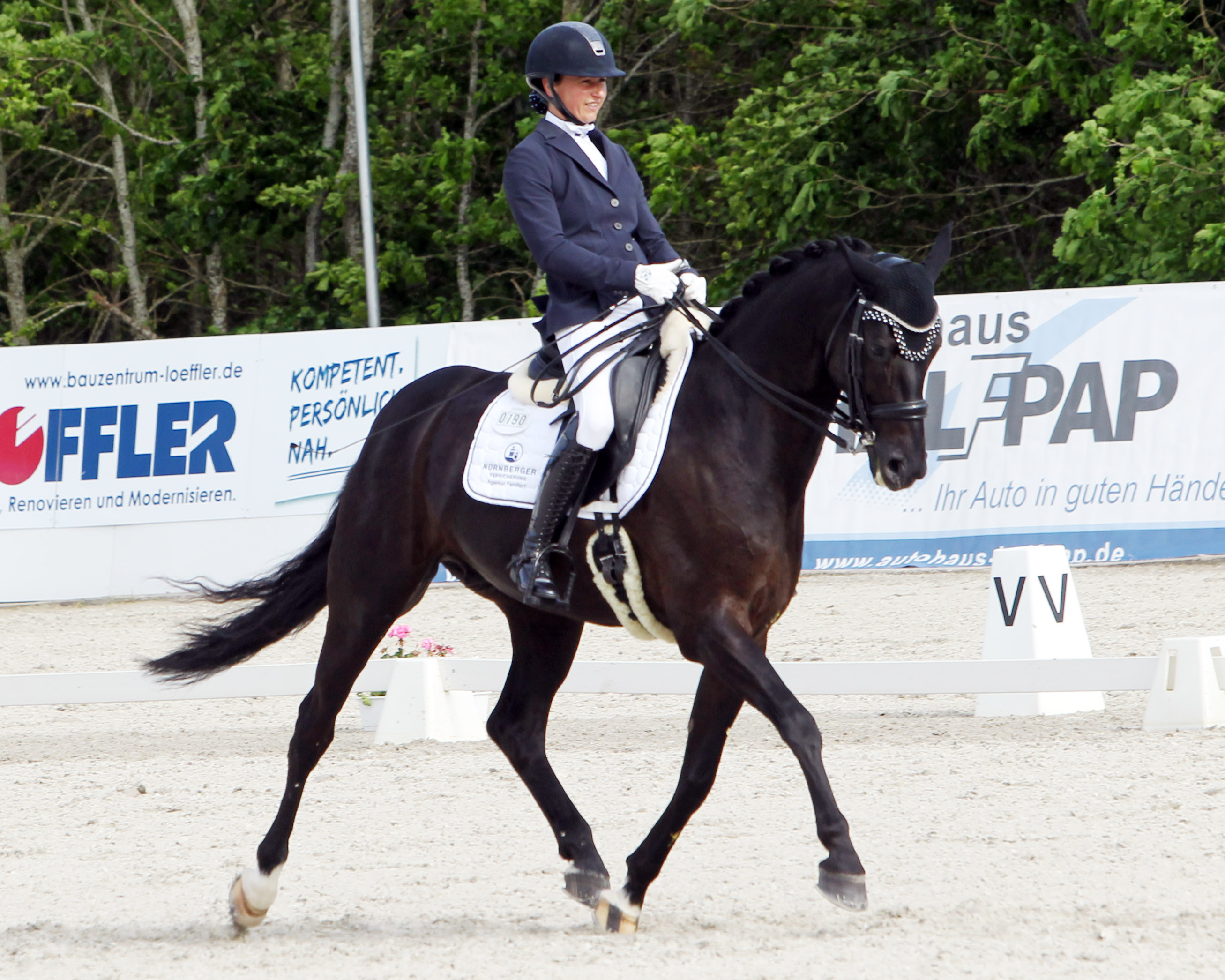 M-Siegerin in der Dressur von Blüthen wurde Susanne Voß (Güstrow) mit Senzai (v. Sezuan). © J.Wego