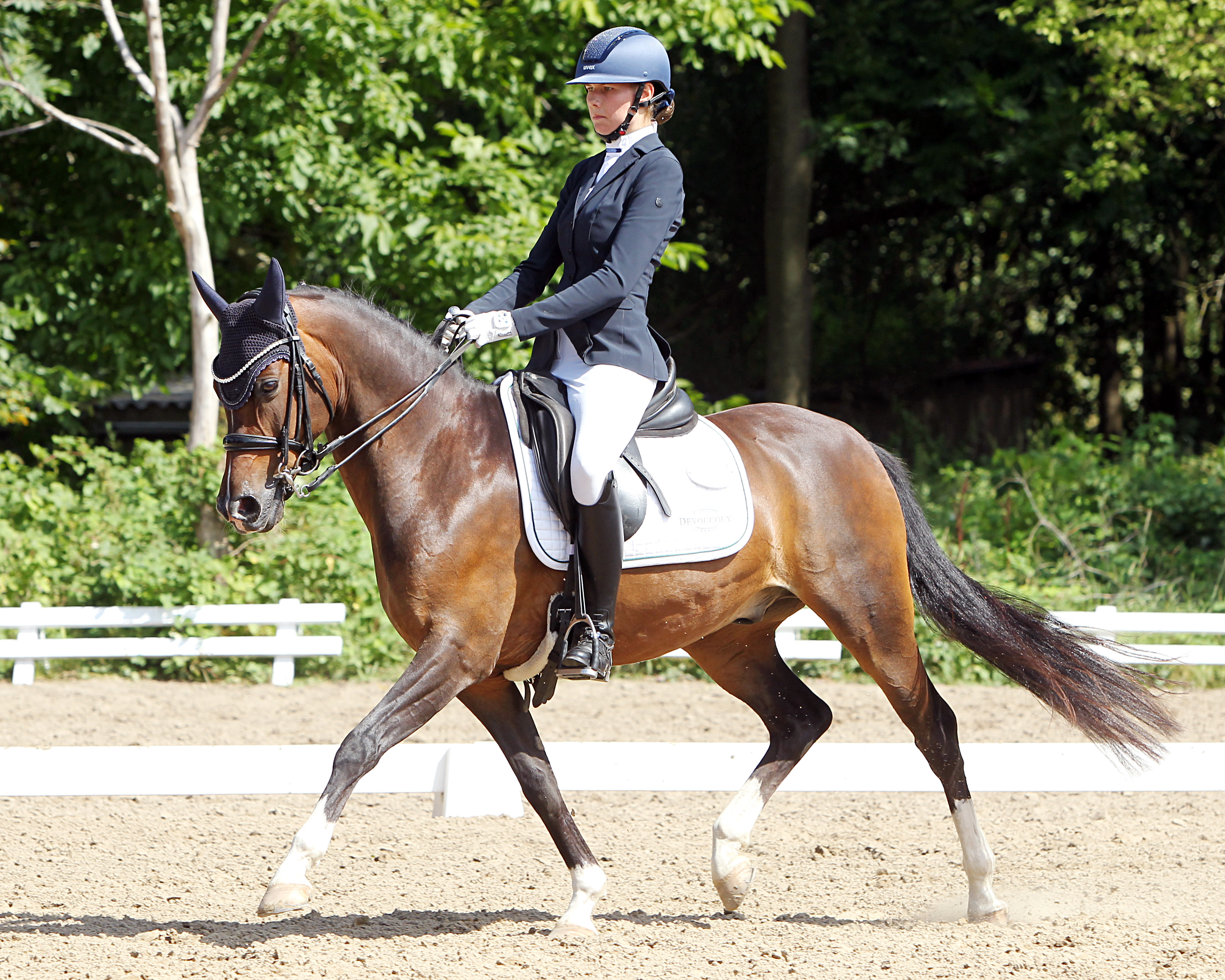 Mit der hohen Wertnote von 8,2 hat Stella Baranowski von der RSG Wöpkendorf in Parkentin auf Pony Goldkind die M-Dressur M2 gewonnen. © Jutta Wego