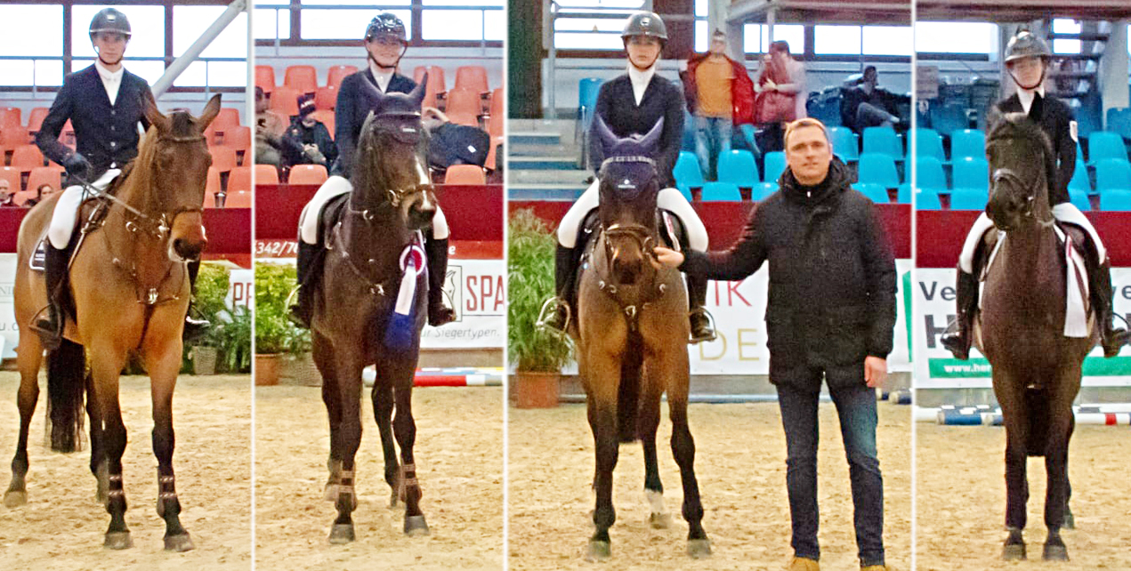 Im Mannschaftsspringen der Junior-Future-Tour wurde das MV Team unter Leitung von Heiko Strohbehn mit Hendrik Greve auf Gloria, Lilli Plath auf Dacapo Z, Celina Makowei auf AFP Come McFly und Paula Nagel auf Carmen Zweiter. © KaLo