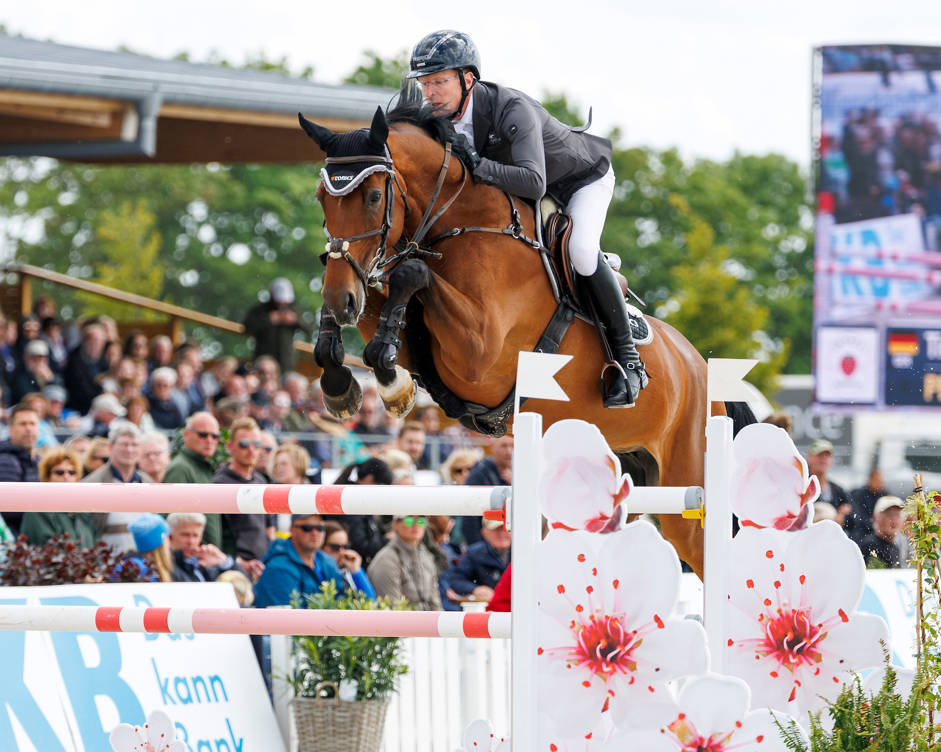 Tim Rieskamp-Goedeking gewinnt mit der 13-jährigen Perigueux-Tochter Pepina G das Finale der Mittleren Tour bei der DKB Pferdewoche Hohen Wieschendorf. © sportfotos-lafrentz.de