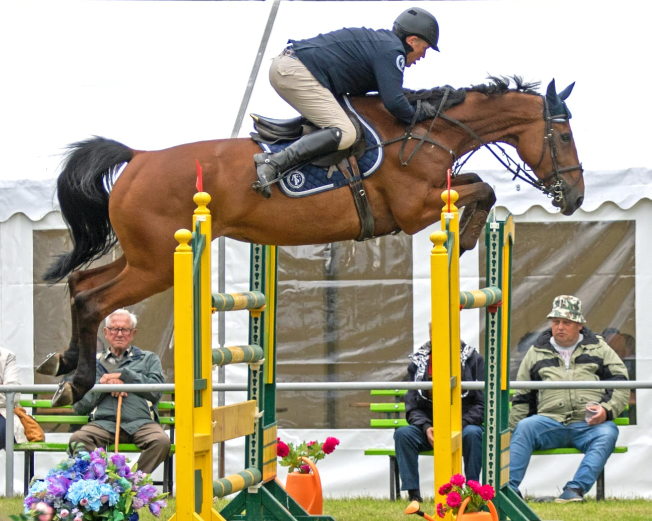Thomas Kleis gewann mit Kaethe G das Championat von Blüthen, ein 1,40m Punktespringen und wurde mit zwei Siegen und insgesamt sieben Platzierungen erfolgreichster Mecklenburger. © KaLo.