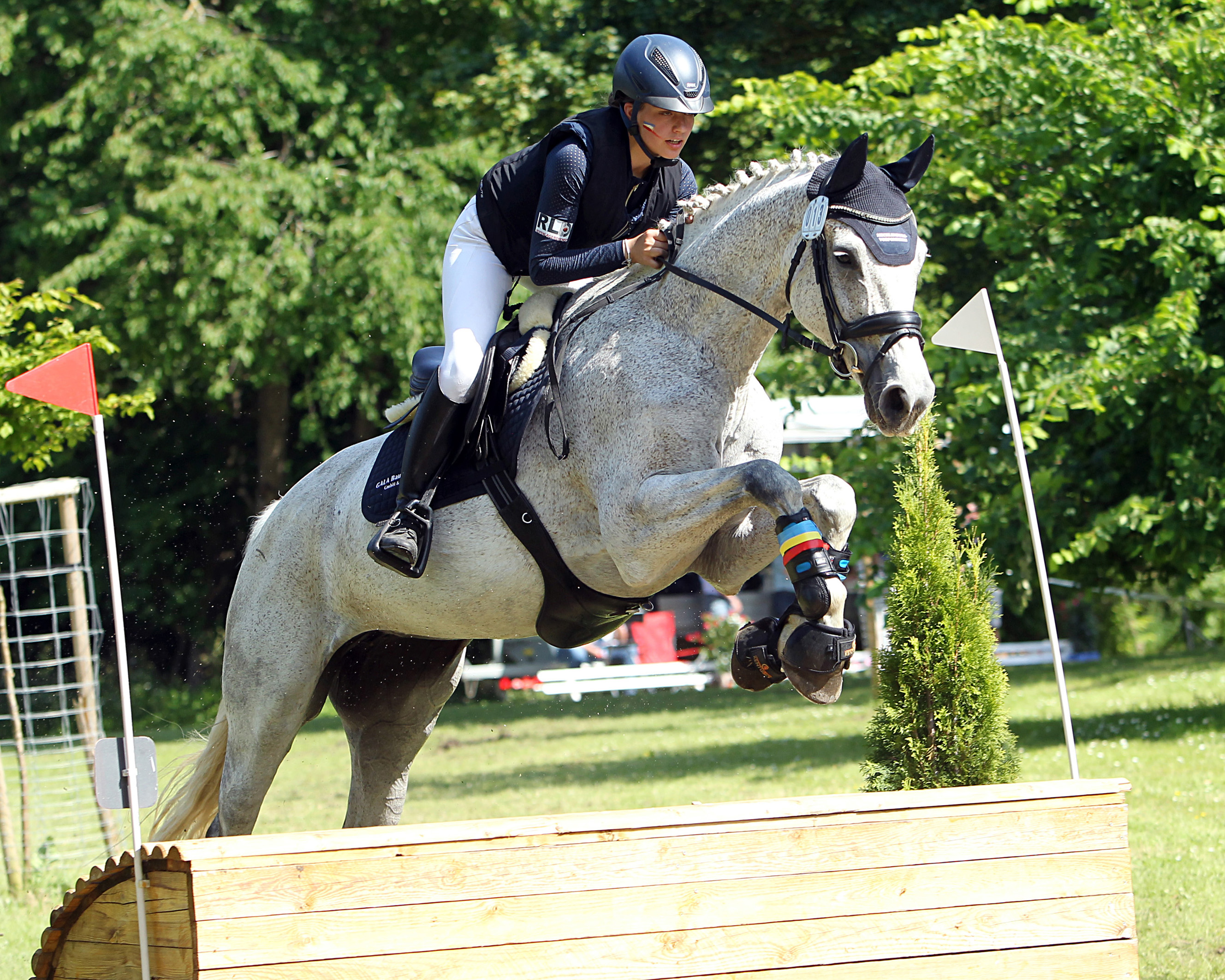Eine Bravourleistung war auch der 4. Platz in der 2. Abteilung von Lilly Charlott Hagemann (RV Zehlendorf-Recknitztal mit dem Schimmel C’est la vie, die im Stilspringen Dritte wurde. © J. Wego