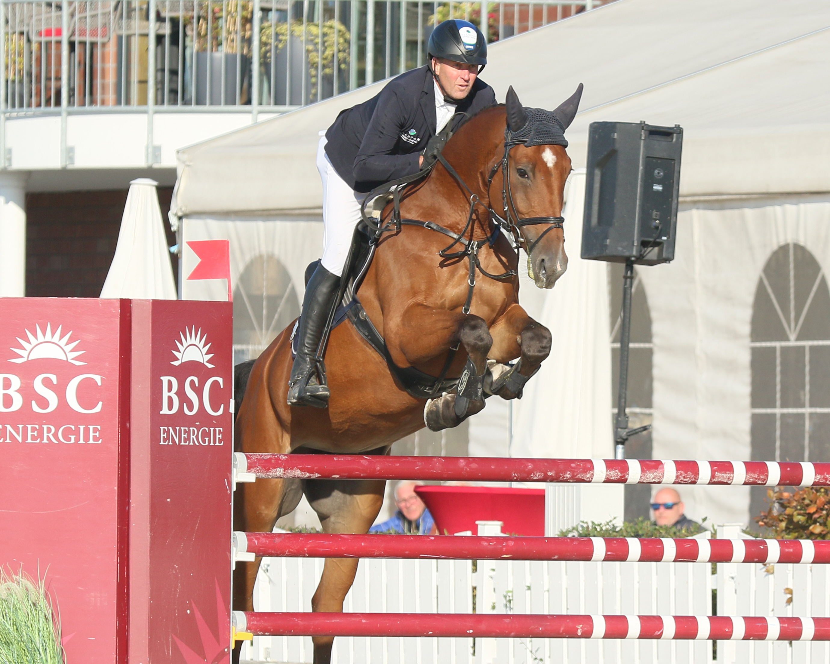 Auch die 6-jährige Stute Cellesta erhielt unter Andre Thieme in der Springpferde M die Wertnote 8,8 mit der das Paar die 2. Abteilung gewann. © KaLo