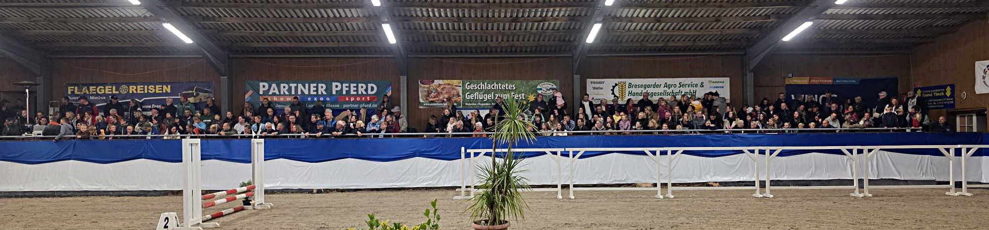 Die Reithalle war am Schauabend brechend voll. © J. Wego