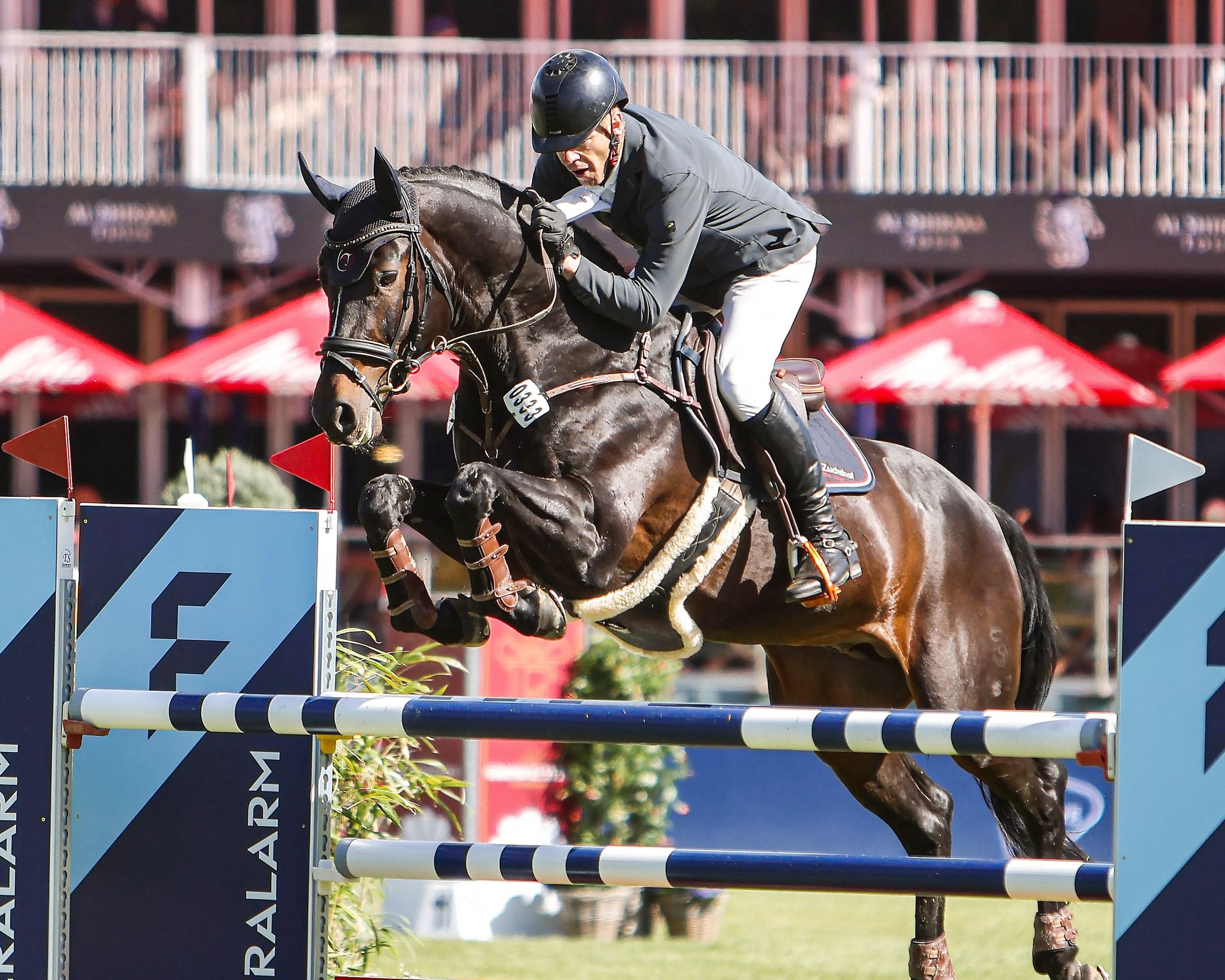 Steffen Lubahn aus Schmarsow-Ausbau gewann mit dem selbstgezogenen 14-jährigen Festival L das erste Springen der 1,40m Amateur-Tour. © R. Goldbach