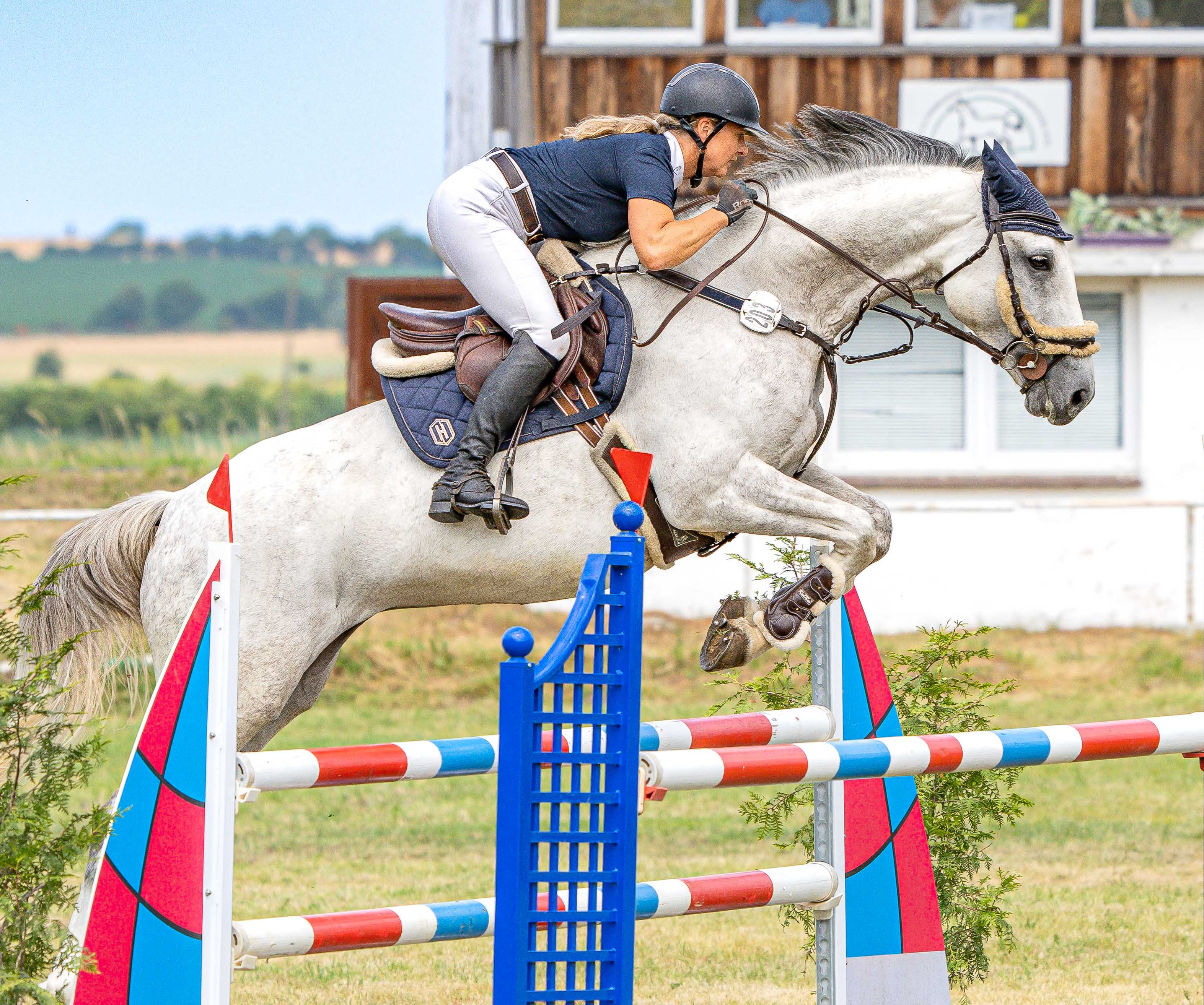 Das Championat von Spoitgendorf, ein Punktespringen Klasse M, gewann Kathrin Wollert mit Quickly Girl H. © Sophia Boge