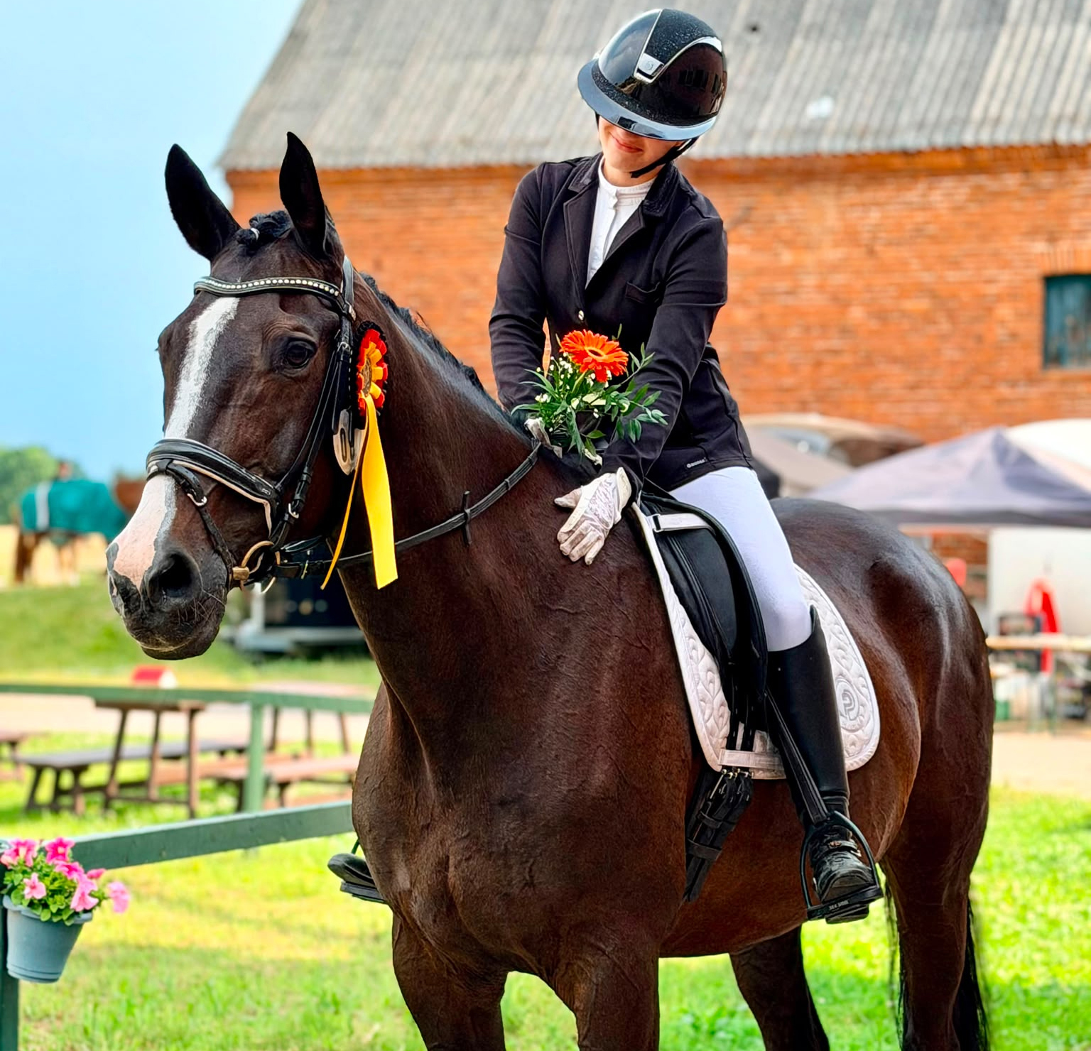 Die 17-jährige Sohie Hohensee trug mit dem Trakehner Benvenuto in einer A-Dressur zum Sieg für den Gastgeber bei. © Annie Bruß