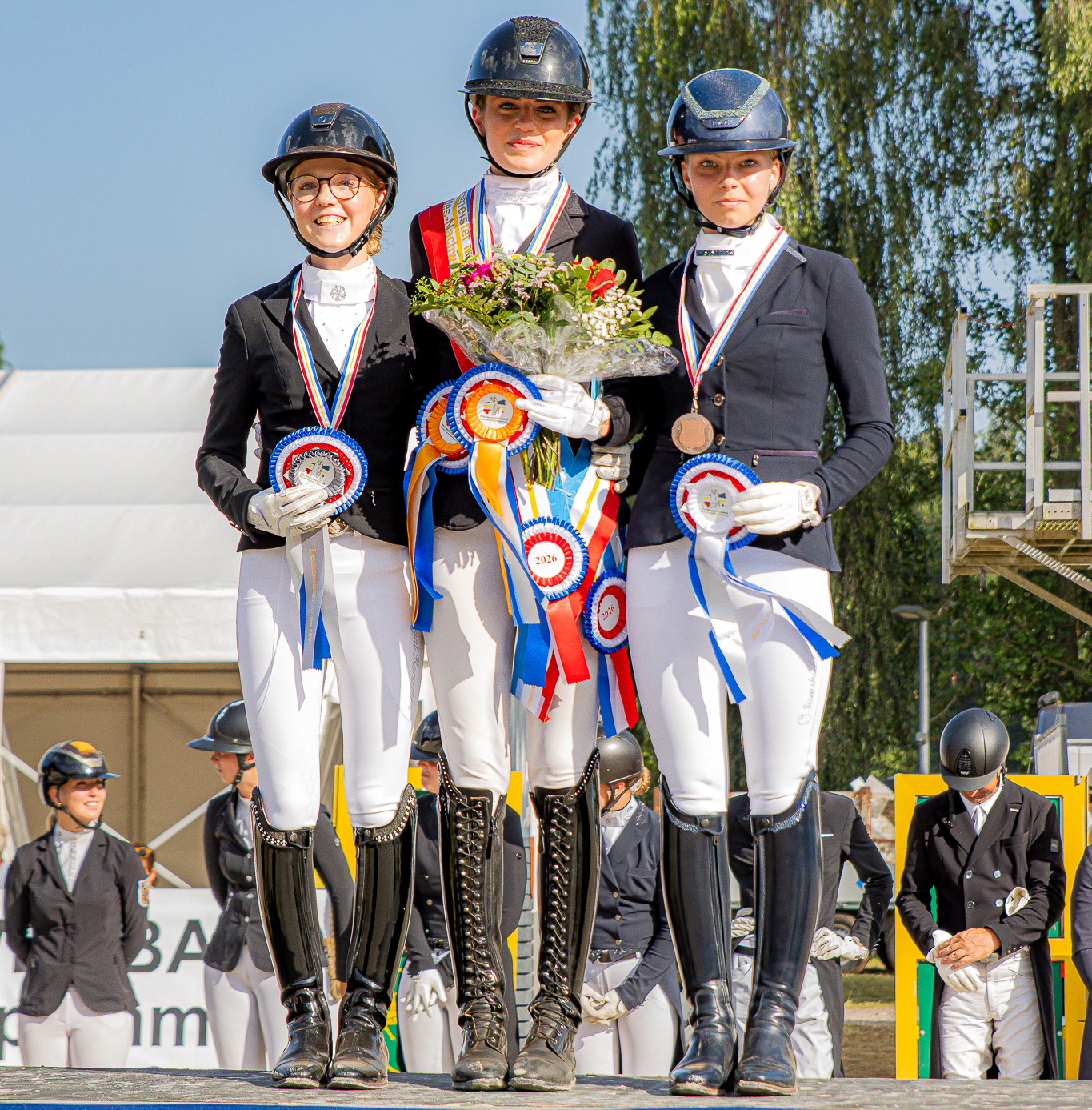 Dressur U18 Nachwuchschampionat: Gold: Matilda Behrens (RFV Eldena), Silber: Maditha Lucia von Klitzing (RFV Zingst), Bronze: Emily Bienck (RSG Wöpkendorf). © Sophia Boge