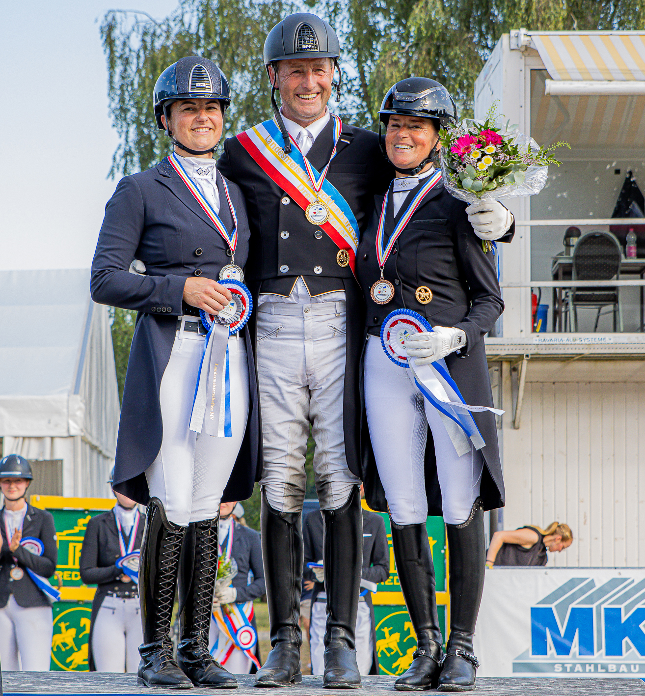Dressur offene S-Klasse: Gold: Roland Lüders (RV Güstrow), Silber: Susanne Voß (TSP Güstrow), Bronze: Angelika Elsholz (RSV Zierow). © Sophia Boge