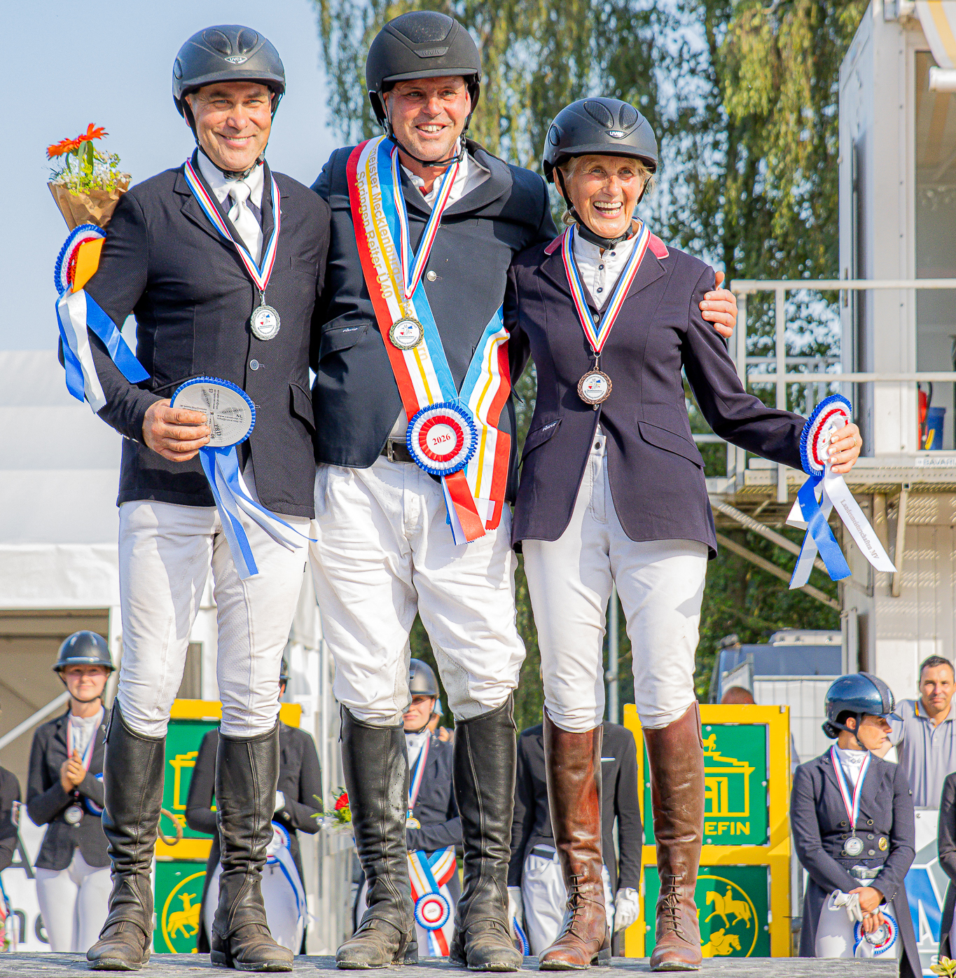 Springen Ü40 Amateure: Gold: Lars Gall (RSV Polzow), Silber: Karsten Krohn (TuS Seegrund Ahlbeck), Bronze: Christa Heiden (RFV Alt-Sammit). © Sophia Boge