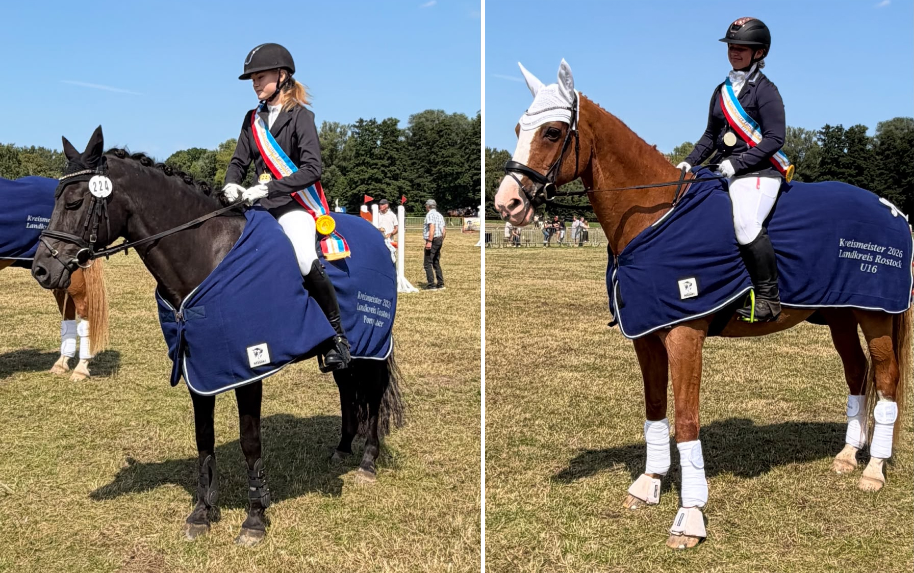 Kreismeistertitel gingen bei den Ponyreitern an Jil Dankert (RV Waterkant Kühlungsborn) mit Hot and Spicy und bei den Children an Tamira Ebert (PSV Schmadebeck) auf Filippus. © B. Hohensee