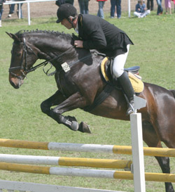 Der 55-jährige Norbert Schönfeld kam auf Caprina in Teschow vor heimischer Kulisse zu einem Sieg im L-Springen. Foto: Jutta Wego