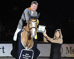 Ludger Beerbaum gewann mit Gotha die German Masters in Stuttgart und zugleich sein 104. Auto. Foto: Frieler