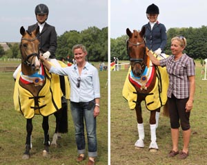 Die Pony-Landeschampion: links Choco de Luxe mit Züchter und Besitzerin Kristin Romanowski, rechts High Dream mit Besitzerin Patricia von Mirbach.