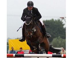 Michael Nagel (Gadebusch) gewann auf Lady Ellen das Hauptspringen in Kirch-Mummendorf. Foto: KaLo